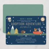 Adventure Awaits Woodland Boy Adoption Baby shower Kaart (Voorkant / Achterkant)