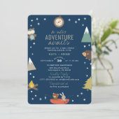 Adventure Awaits Woodland Boy Baby shower Kaart (Staand voorkant)