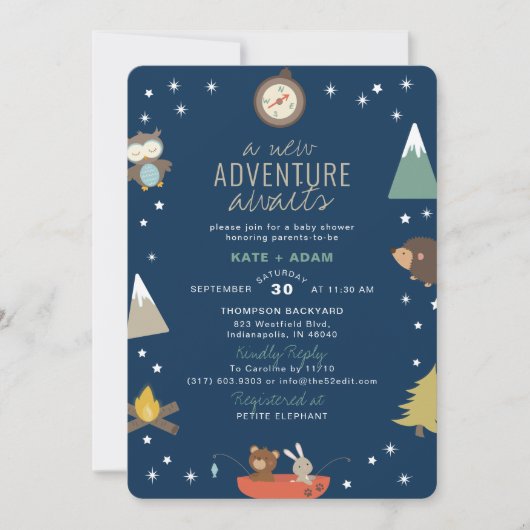 Adventure Awaits Woodland Boy Baby shower Kaart (Voorkant)