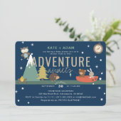 Adventure Awaits Woodland Boy Navy Baby shower Kaart (Staand voorkant)