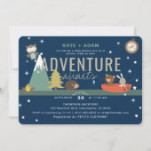 Adventure Awaits Woodland Boy Navy Baby shower Kaart (Voorkant)