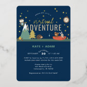 Adventure Awaits Woodland Boy Virtueel Baby shower Folie Uitnodiging (Voorkant)