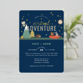 Adventure Awaits Woodland Boy Virtueel Baby shower Folie Uitnodiging (Staand Voorkant)