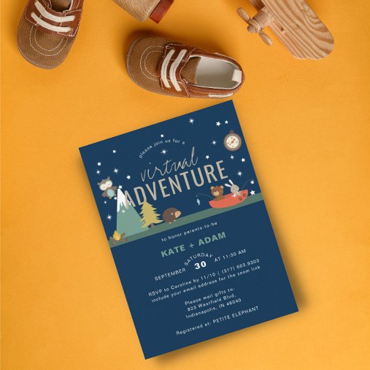 Adventure Awaits Woodland Boy Virtueel Baby shower Kaart