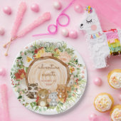 Adventure Awaits Woodland Creatures Baby shower Papieren Bordje (Feest)