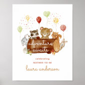 Adventure Awaits Woodland Creatures Baby shower Poster (Voorkant)