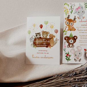 Adventure Awaits Woodland Creatures Baby shower Poster