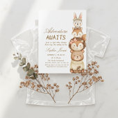 Adventure Awaits Woodland Cute Animals Baby Shower Kaart