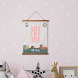 Adventure Awaits Woodland Girl Wall Decor Hangend Wandkleed<br><div class="desc">Een gepersonaliseerd geschenk voor kinderen met een avontuurlijk houtlandthema,  met sterren kompas en schattige dieren.</div>