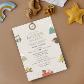 Adventure Awaits Woodland Neutra Taupe Baby shower Kaart