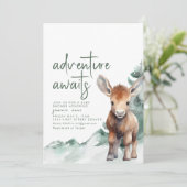 Adventure Awaits Woodland Theme Baby shower Kaart (Staand voorkant)