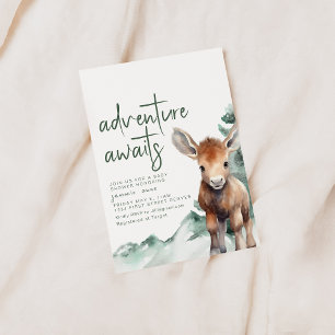 Adventure Awaits Woodland Theme Baby shower Kaart