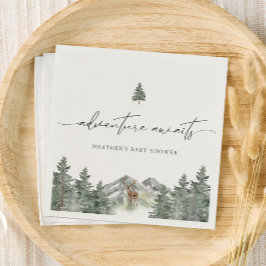 Adventure Awaits Woodland Winter Boy Baby shower Servet