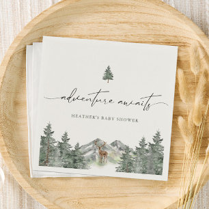 Adventure Awaits Woodland Winter Boy Baby shower Servet