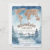 Adventure Awaits World Map Blue Forest Retirement Kaart (Voorkant)