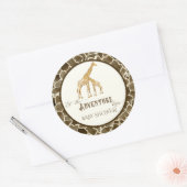 Adventure Baby Boy Douche Waterverf Giraffe Theme Ronde Sticker (Envelop)