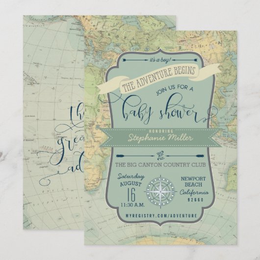 Adventure Baby Boy Shower-uitnodigingen Kaart (Voorkant / Achterkant)