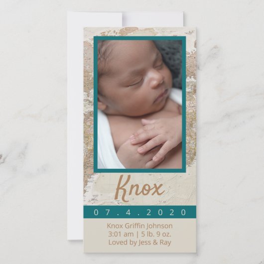 Adventure Baby Fotoaankondiging Bedankkaart (Voorkant)