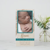 Adventure Baby Fotoaankondiging Bedankkaart (Staand voorkant)