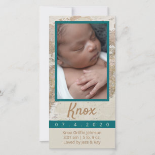 Adventure Baby Fotoaankondiging Bedankkaart