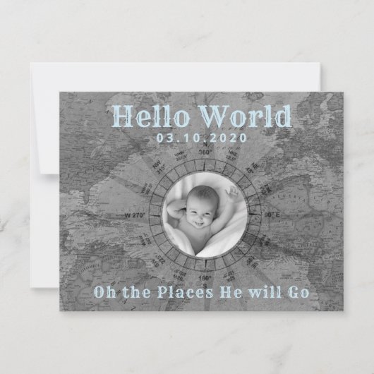 Adventure Baby Fotoaankondiging Bedankkaart (Voorkant)