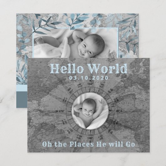 Adventure Baby Fotoaankondiging Bedankkaart (Voorkant / Achterkant)