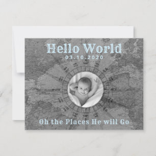 Adventure Baby Fotoaankondiging Bedankkaart