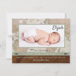 Adventure Baby Fotoaankondiging Bedankkaart