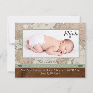 Adventure Baby Fotoaankondiging Bedankkaart