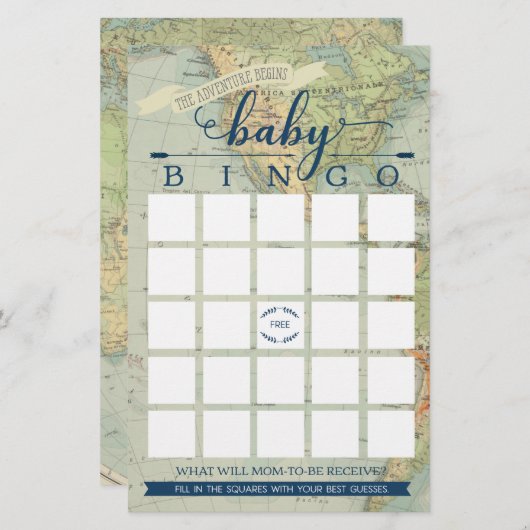 Adventure Baby shower Bingo Game (Voorkant / Achterkant)