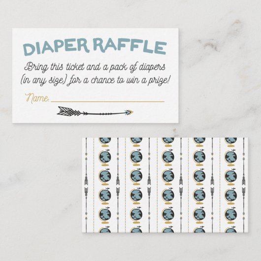 Adventure Baby shower Diaper Raffle Card Informatiekaartje (Voorkant / Achterkant)