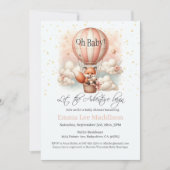 Adventure Baby shower Fox in een luchtballon Kaart (Voorkant)