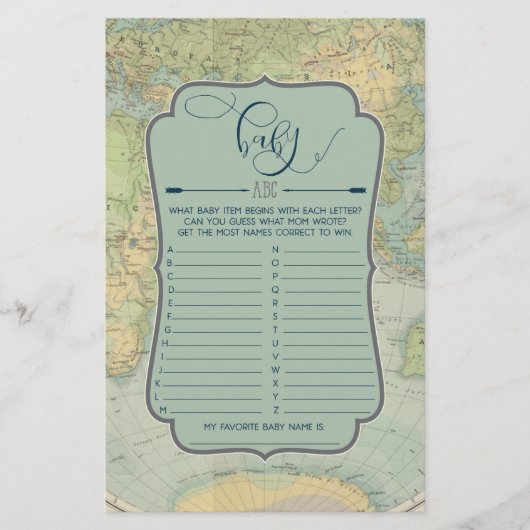 Adventure Baby shower Game ABC Name Game (Voorkant)