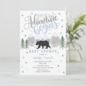 Adventure Baby shower Invitation, Zwart Beer Baby Kaart (Staand voorkant)