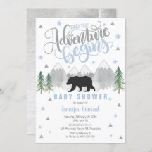 Adventure Baby shower Invitation, Zwart Beer Baby