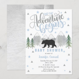 Adventure Baby shower Invitation, Zwart Beer Baby Kaart
