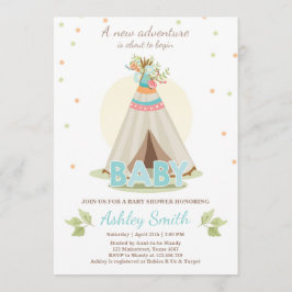 Adventure baby shower nodigBoy Teepee Boho Kaart
