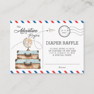 Adventure Baby shower Raffle Diaper over reizen Informatiekaartje