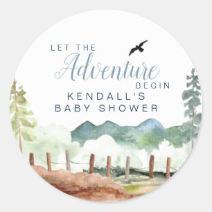 Adventure-Baby shower Ronde Sticker