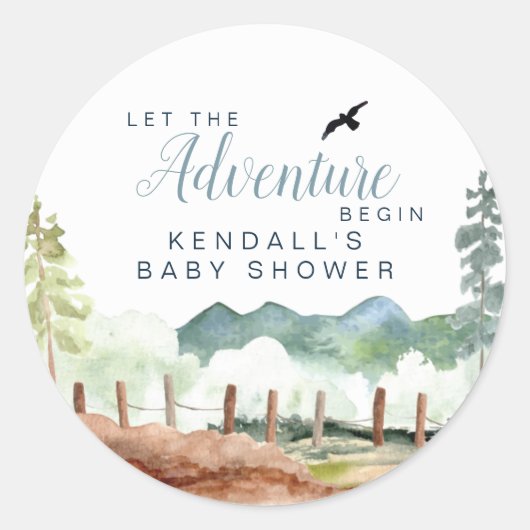 Adventure-Baby shower Ronde Sticker (Voorkant)
