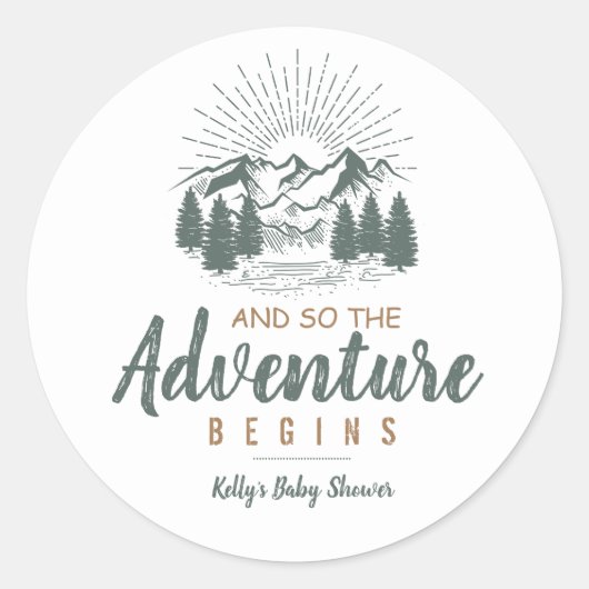 Adventure Baby shower Sticker-favoriet Ronde Sticker (Voorkant)
