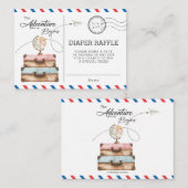 Adventure Baby shower Suitcase Diaper Raffle Informatiekaartje (Voorkant / Achterkant)
