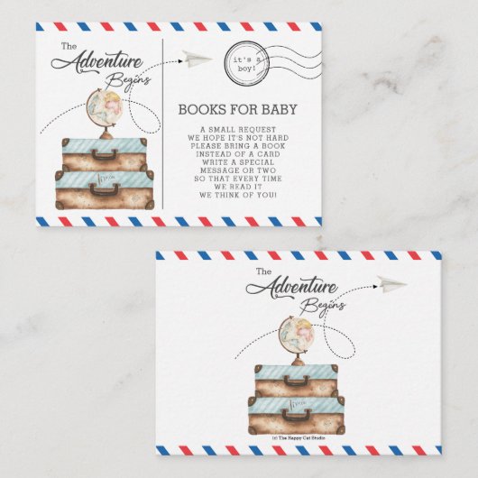Adventure Baby shower Travel Books voor Baby Informatiekaartje (Voorkant / Achterkant)