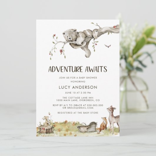 Adventure-Baby shower-uitnodiging Kaart (Staand voorkant)
