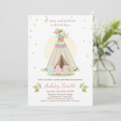 Adventure baby shower-uitnodiging Teepee Pow wow Kaart (Staand voorkant)