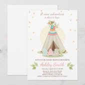Adventure baby shower-uitnodiging Teepee Pow wow Kaart (Voorkant / Achterkant)