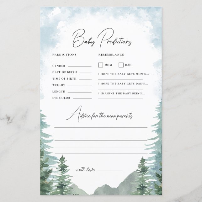 Adventure Baby shower Voorspelling & Advies Spel (Voorkant)