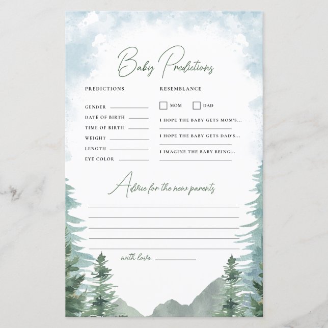 Adventure Baby shower Voorspelling & Advies Spel (Voorkant)