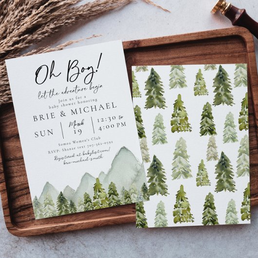 Adventure-Baby shower | Waterverf bomen Kaart