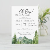 Adventure-Baby shower | Waterverf bomen Kaart (Staand voorkant)